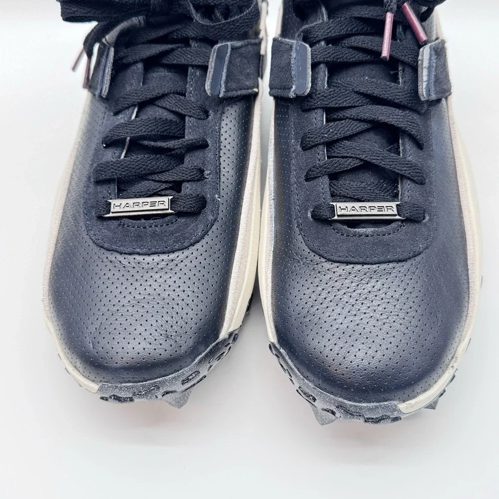 Size 8.5M- Under Armour Mens Harper 10 Pro Mid Baseball Cleats Shoes,Black/White